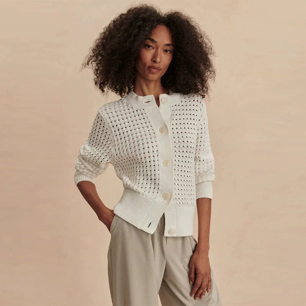 ZARA Cropped Open Knit Crew Neck Long Sleeve Cardigan for Spring Fall